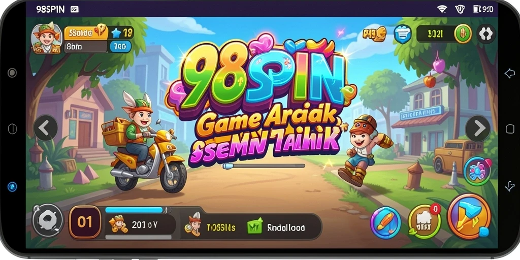 Tampilan gameplay 98SPIN yang seru dan penuh warna.