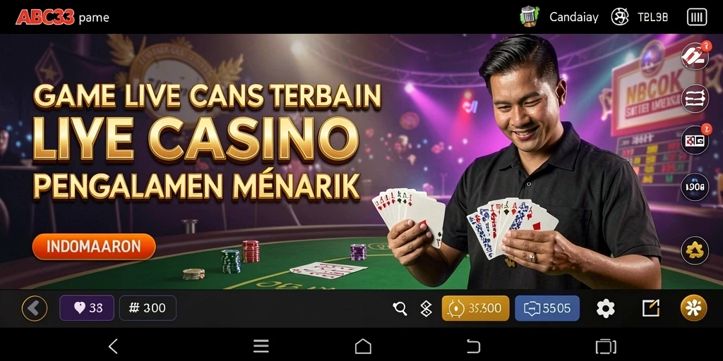 Screenshot tampilan gameplay Live Casino yang menegangkan.