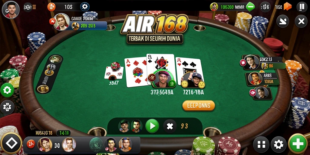 Tampilan gameplay Poker yang seru dan mendebarkan di AIR168.