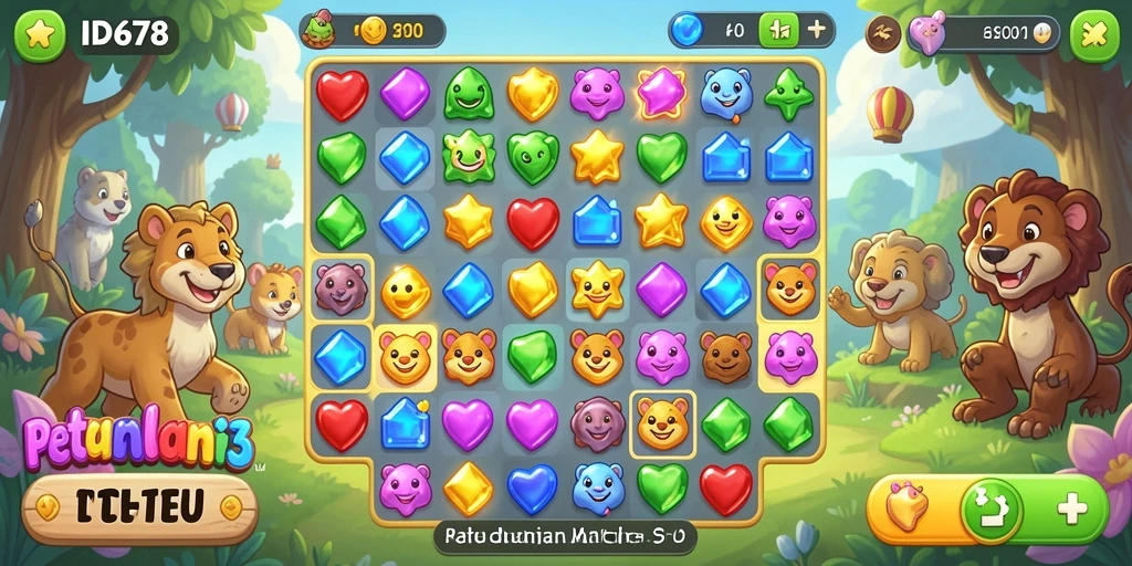 Tampilan menarik dari gameplay ID678 yang seru di Match-3.