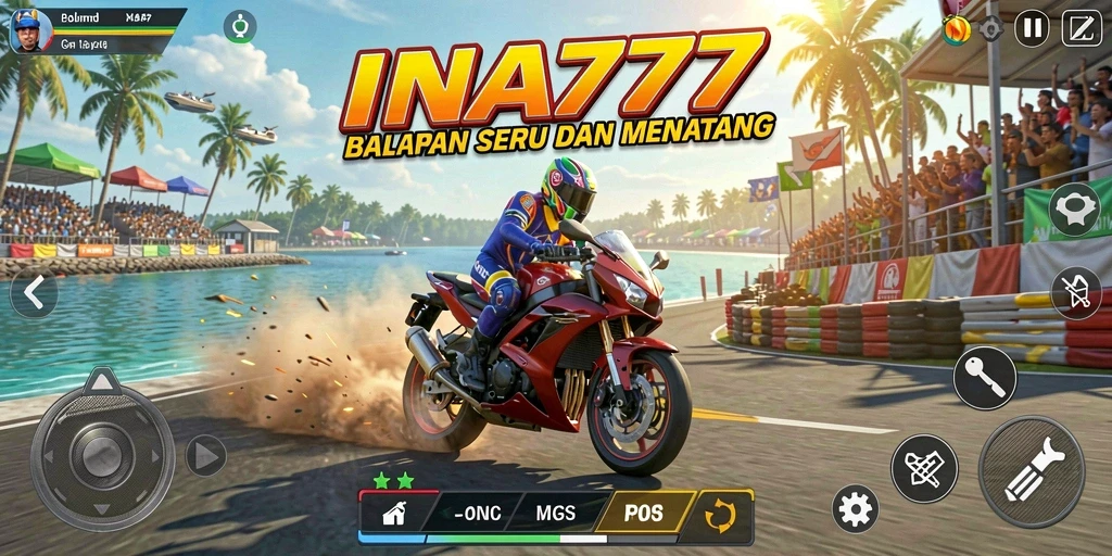 Tampilan gameplay seru balapan motor di INA777.