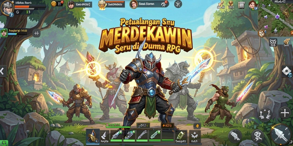 Tampilan gameplay seru di dunia RPG MERDEKAWIN.