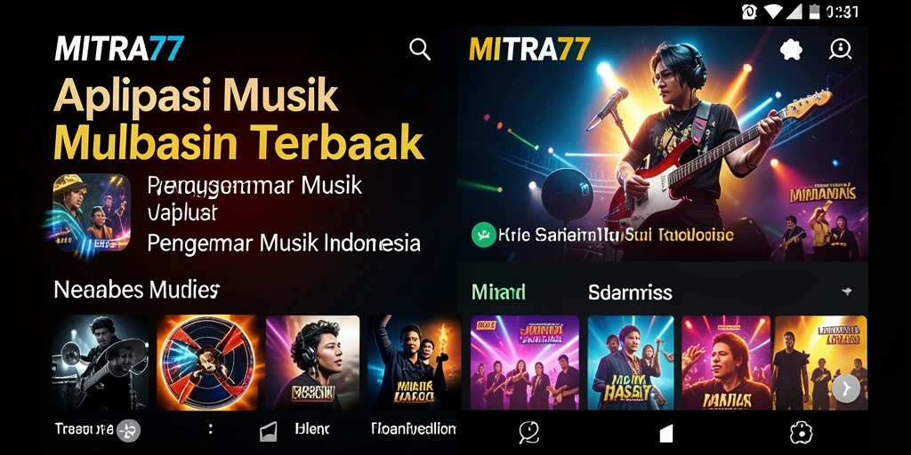 Tampilan gameplay MITRA77 dengan fitur musik yang menarik dan interaktif.