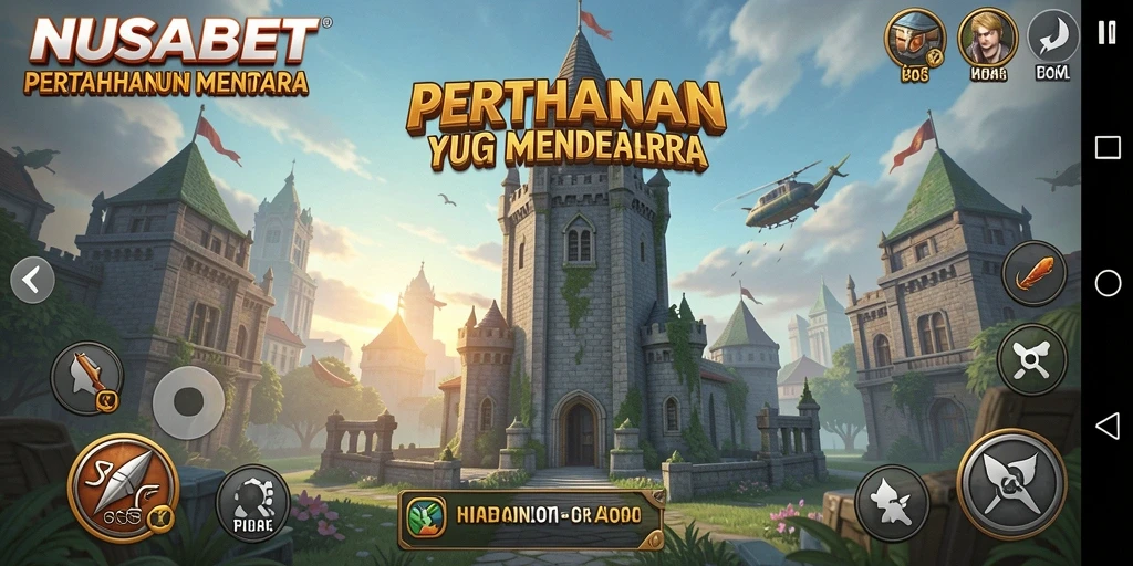 Tampilan menarik dari gameplay Tower Defense di NUSABET.