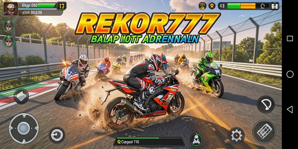 Gameplay seru REKOR777 dengan balapan motor yang menegangkan.