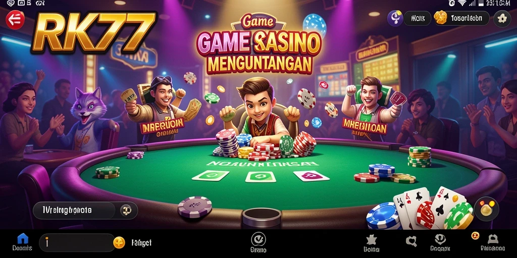 Screenshot RK77 menampilkan gameplay Kasino yang menarik dan interaktif.