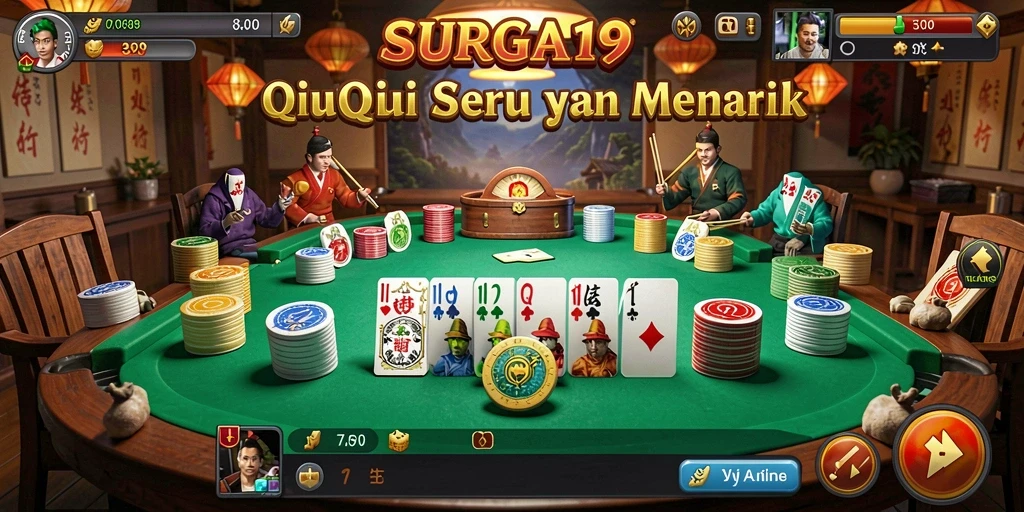 Tampilan gameplay SERU dari SURGA19 dengan kartu QiuQiu.