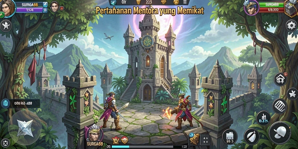 Tampilan menarik gameplay Tower Defense SURGA88 yang seru.
