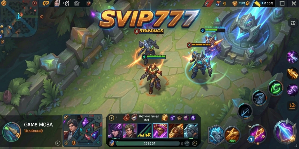 Tampilan menarik dari gameplay MOBA SVIP777 yang menampilkan pertempuran sengit.