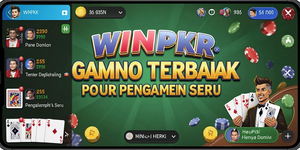 Tampilan utama gameplay WINPKR dengan kartu domino yang berwarna-warni dan menarik.
