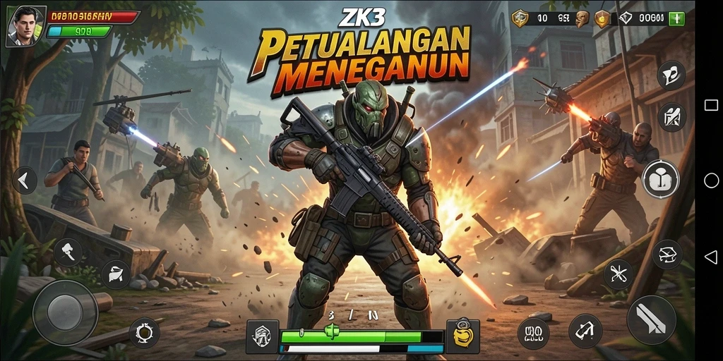 Tampilan gameplay ZK3 yang menegangkan dan penuh aksi.